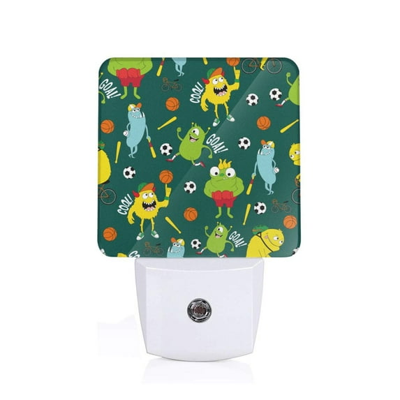 Salouo Sport Monster for Night Lights Plug into Wall 1 Pack, 0.5W Plug in Night Light with Dusk-to-Dawn Light Sensor LED Nightlight for Bathroom, Adult, Hallway-UK
