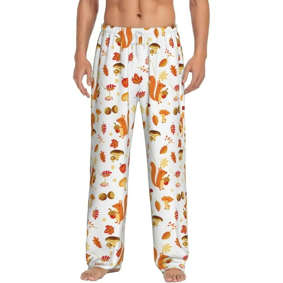 Salouo Squirrel InThe Forest3 Print Pajama Pants for Men, Lounge Pants Elastic Waistband Casual Men's sleepwear Loungewear Sleep Pajama Pant -Small