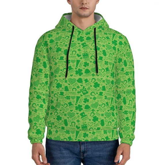 Salouo St Patrick's Day Pattern Men's Fall Hoodie Sweatshirt,Sport Hoodie with Pockets for Men Pullover Casual Hooded Sweatshirt-Small