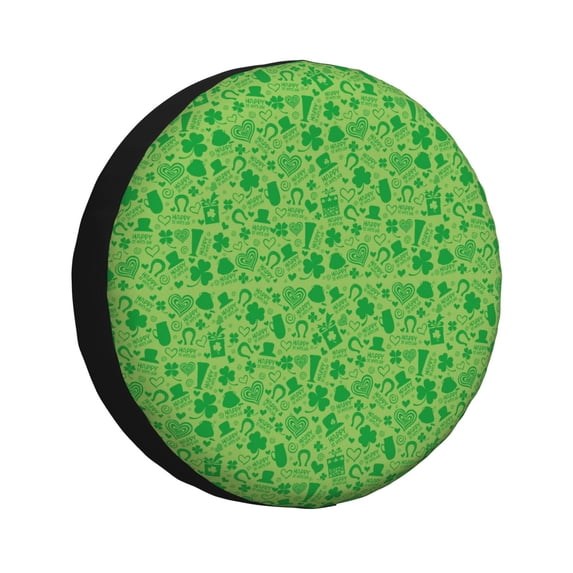 Salouo St Patrick's Day Print Spare Tire Cover 14-17 inch Spare Tire Protector Universal Tough Tire Wheel Cover for Trailer SUV and Truck-16 inch