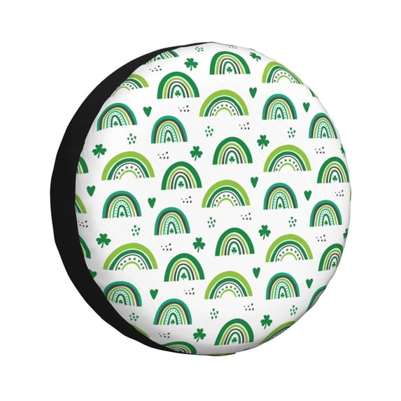 Salouo St. Patrick's Day rainbows Print Spare Tire Cover 14-17 inch Spare Tire Protector Universal Tough Tire Wheel Cover for Trailer SUV and Truck-15 inch