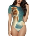 thumbnail image 1 of Salouo Starry Sky Cloud Cute Rabbit for Women's Short Sleeve Bodysuit,Sexy Bodysuits One Piece Round Neck Bodysuit Shapewear Tummy Control-Medium, 1 of 7