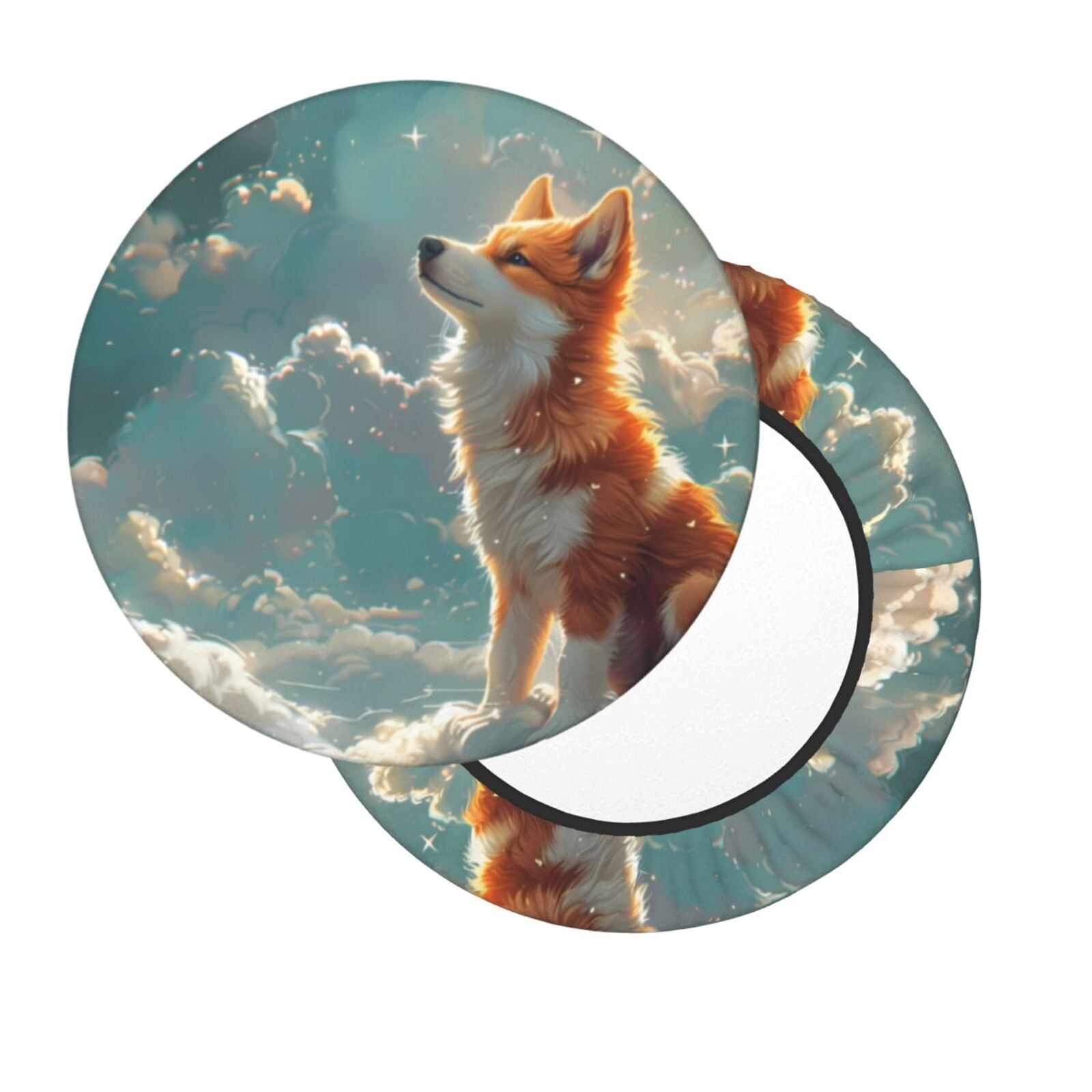 Salouo Starry Sky Cloud Fox Pattern Bar Stool Cushion Cover, Round ...