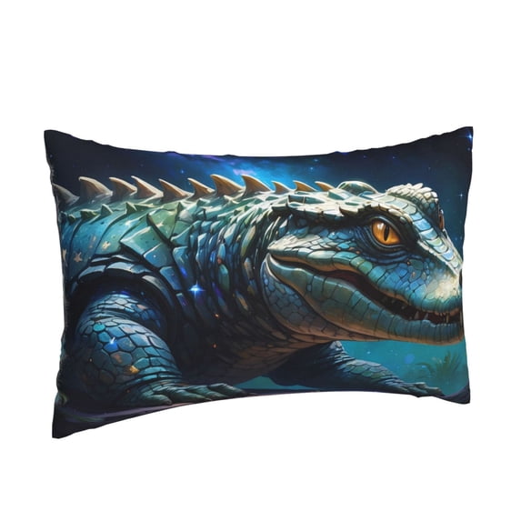 Salouo Starry Sky Colorful Crocodile A Print Print Pillow Case Cover,Wrinkle-Free Bed Pillow Cover Pack of 1 Home Decor Fade-Resistant and Stain-Resistant ,Pillows Not Included -16"x24"