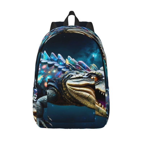 Salouo Starry Sky Colorful Crocodile for Travel Backpack for Men Women,Casual Laptop Backpack Daypack Business Work Bag for Travel、Hiking、Weekend -Medium