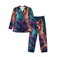 thumbnail image 1 of Salouo Starry Sky White Cloud Puppy Print Button-Front Long Sleeve Pajama Set for Men, Soft 2Pjs Men's Long Sleeve Sleepwear-Medium, 1 of 7