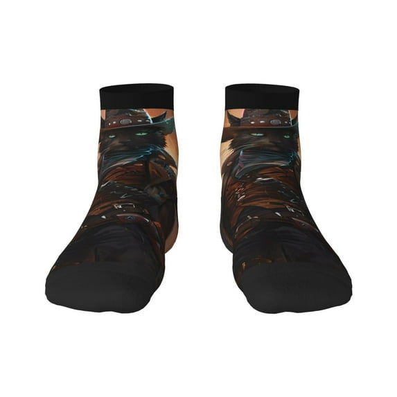 Salouo Steampunk Cowboy Cat Pattern Unisex Middle Tube Socks,Middle-Finger Knee High Socks Over The Calf Tube Stocking Crew Stockings for Women and Men Tube Socks