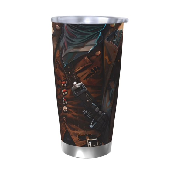 Salouo Steampunk Cowboy Cat Print 20oz Tumbler with Lid,Stainless Steel Vacuum Insulated Tumbler Durable Insulated Coffee Mug Thermal Cup with Splash Proof Sliding Lid-Without Straw