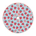 thumbnail image 1 of Salouo Strawberries Christmas Tree Skirt 48" Farmhouse Christmas Decorations Snowman Xmas Tree Skirt Tree Mat for Holiday Party Decor, 1 of 8