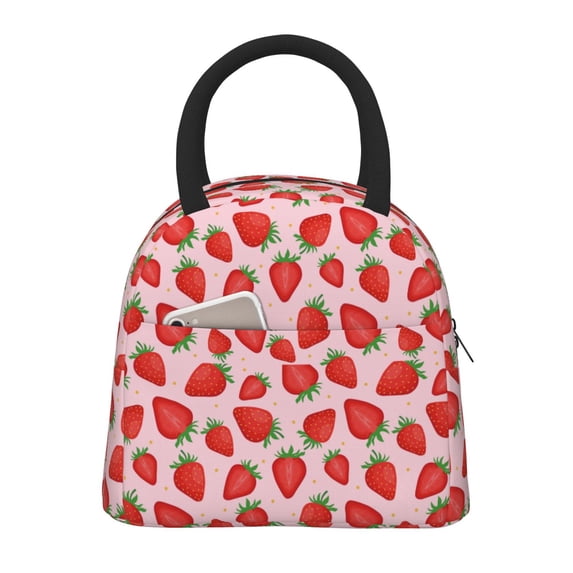 Salouo Strawberries for Insulated Lunch Bag for Women/Men - Leakproof Cooler Tote Bag Organizer - Reusable Lunch Box for Office Picnic Hiking Beach-One Size