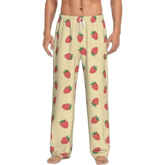 Salouo Strawberries Print Pajama Pants for Men, Lounge Pants Elastic Waistband Casual Men's sleepwear Loungewear Sleep Pajama Pant -Medium