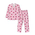 thumbnail image 1 of Salouo Strawberry And Heart Print Button-Front Long Sleeve Pajama Set for Men, Soft 2Pjs Men's Long Sleeve Sleepwear-Medium, 1 of 7