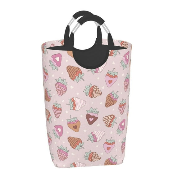 Salouo Strawberry Cake for Dirty Clothes Hamper,Extra Large Hamper Basket Bin 1-Pack Big Laundry Baskets with Handles Laundry Hampers Fits for Bedroom & Living Room