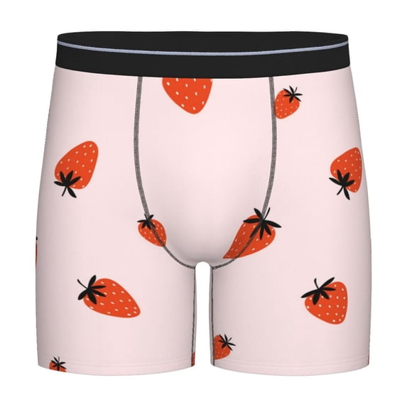 Salouo Strawberry Pattern Men's Boxer Briefs, Soft & Breathable Underwear Elastic Waistband Briefs for Men,1-Pack