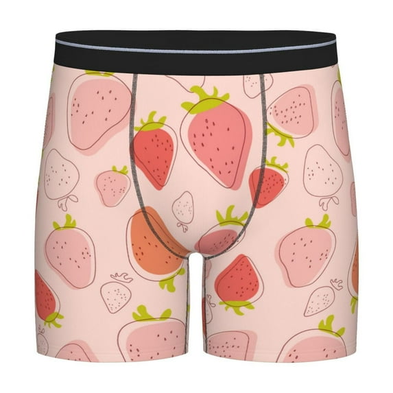 Salouo Strawberry Pattern Men's Boxer Briefs, Soft & Breathable Underwear Elastic Waistband Briefs for Men,1-Pack