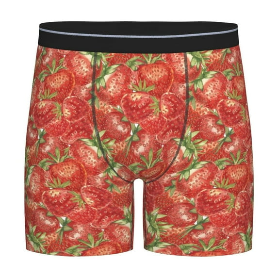 Salouo Strawberry Pattern Men's Boxer Briefs, Soft & Breathable Underwear Elastic Waistband Briefs for Men,1-Pack