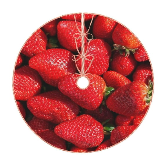 Salouo Strawberry Red Christmas Tree Skirt 48" Farmhouse Christmas Decorations Snowman Xmas Tree Skirt Tree Mat for Holiday Party Decor