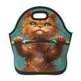 Salouo Strong Kitten Lifting Weights for Lunch Tote,Lunch Bag Insulated