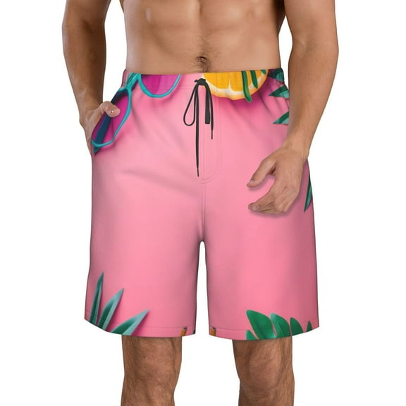 Salouo Summer Fruits And Sunglasses Pattern Swim Trunks for Men,Men's Hawaiian Bathing Suit Swimsuits Quick Dry Swimming Board Shorts Beach Shorts with Pockets-X-Large