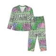 thumbnail image 1 of Salouo Summer Pattern Women's Pajamas Set Long Sleeve Button Down Sleepwear Soft Pj Lounge Sets for women 2 Piece Pjs Set with Long Pants-X-Large, 1 of 7