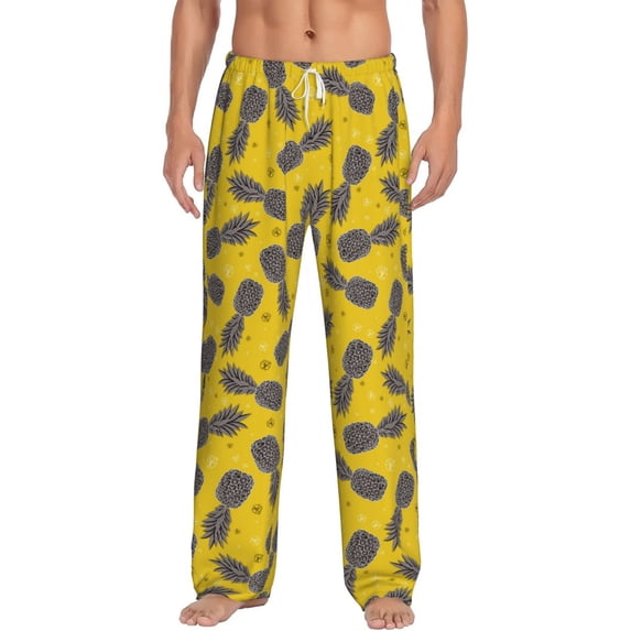 Salouo Summer Pineapple Print Pajama Pants for Men, Lounge Pants Elastic Waistband Casual Men's sleepwear Loungewear Sleep Pajama Pant -X-Large