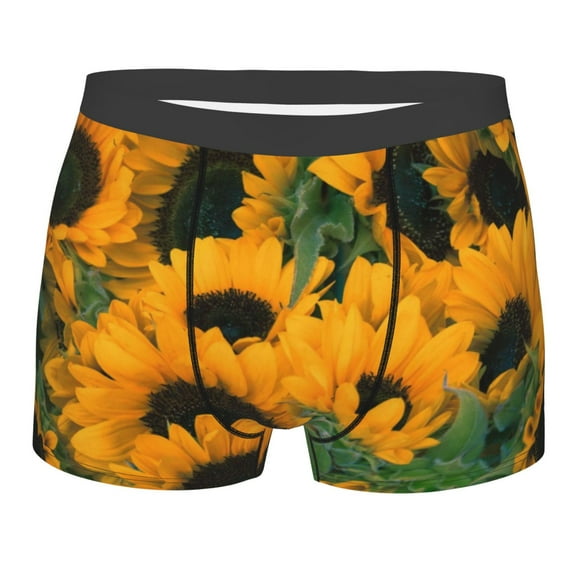 Salouo Sunflowers 7 Print Men's Boxer Briefs,Breathable Underwear Elastic Waistband Briefs for Men -Small