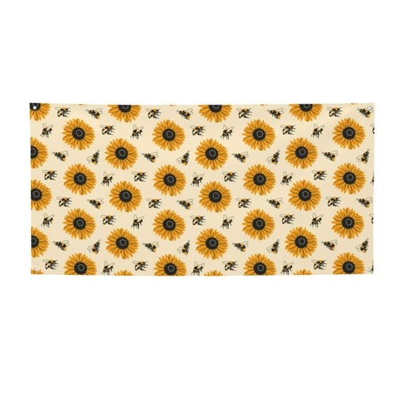 Salouo Sunflowers And Bee Pattern Holiday Banner Outside Party Decoration Banner (1PC) Festival Supplies Fit for Birthday Parties & Celebrations & Chrismas-Small