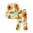 thumbnail image 1 of Salouo Sunflowers And Butterflies Print Button-Front Long Sleeve Pajama Set for Men, Soft 2Pjs Men's Long Sleeve Sleepwear-X-Large, 1 of 7