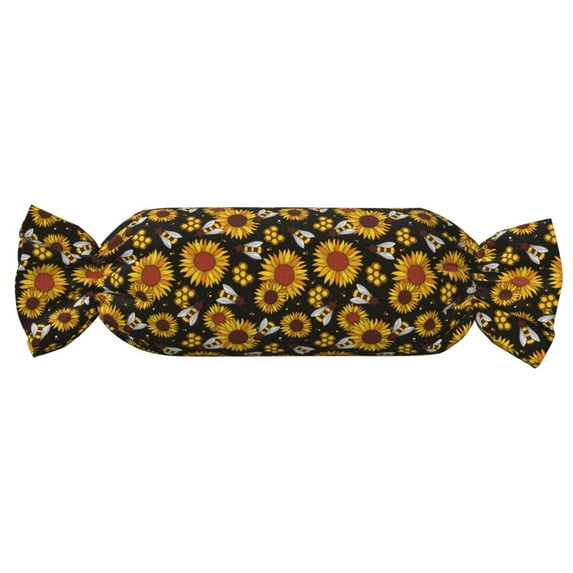 Salouo Sunflowers And Bww Pattern Cute Bolster Pillow,Cylindrical Pillow Long Pillow for Bed Round Side Pillow for Knee/Leg/Neck ,- Length 24.4" x 9.8" Diameter