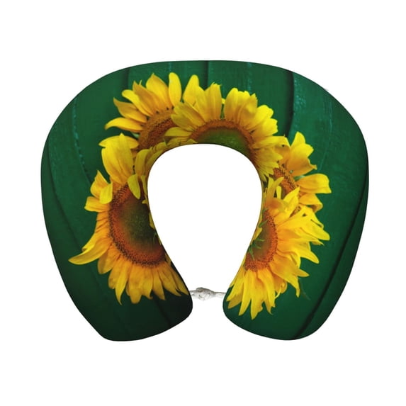 Salouo Sunflowers in Bucket for Memory Foam Travel Pillow,Versatile U-Shaped Pillows Memory Foam Cervical Neck Pillow Soft Washable Cover for Home Office Camping Travelling