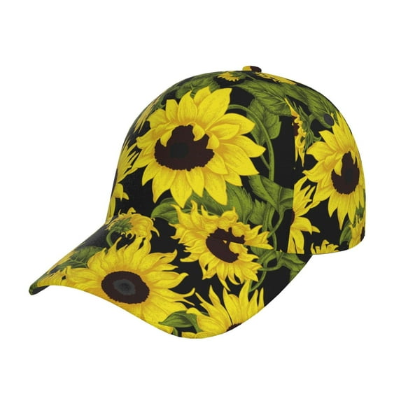 Salouo Sunflowers In Vintage Print Unisex Sports Hat, Adjustable Golf Dad Hat Outdoor Cap Mountain Dad Hat Adjustable Fit Baseball Cap for Men and Women
