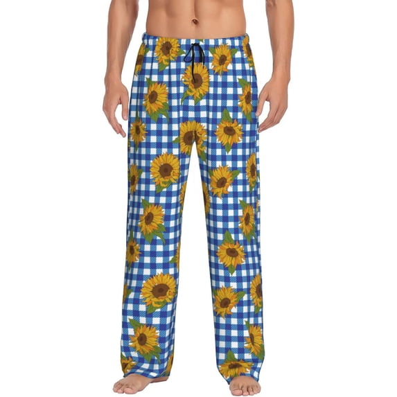 Salouo Sunflowers Print Pajama Pants for Men, Lounge Pants Elastic Waistband Casual Men's sleepwear Loungewear Sleep Pajama Pant -Small