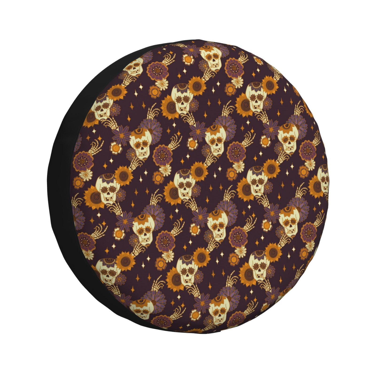 Salouo Sunflowers with Skull and Hand Print Spare Tire Cover 1417 inch