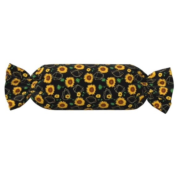 Salouo Sunflowers3 Pattern Cute Bolster Pillow,Cylindrical Pillow Long Pillow for Bed Round Side Pillow for Knee/Leg/Neck ,- Length 24.4" x 9.8" Diameter
