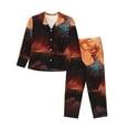 thumbnail image 1 of Salouo Sunset Blossoms Phoenix Perch Pattern Women's Pajamas Set Long Sleeve Button Down Sleepwear Soft Pj Lounge Sets for women 2 Piece Pjs Set with Long Pants-Medium, 1 of 7