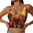 thumbnail image 1 of Salouo Sunset Meditating Dog Print Sports Bras for Women,Womens Round Neck Sports Bra Workout Crop Tank Tops Padded with Built in Shelf Yoga Bra-Small, 1 of 8