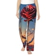 thumbnail image 1 of Salouo Sunset Rose Elegance Print Women's Pajama Pants Casual Loose Sweatpants PJs Flowy Pants Drawstring Palazzo for Women Wide Leg Pants Lounge Pajama -X-Large, 1 of 8