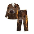 thumbnail image 1 of Salouo Sunset Sunflower Cow Print Button-Front Long Sleeve Pajama Set for Men, Soft 2Pjs Men's Long Sleeve Sleepwear-XX-Large, 1 of 7