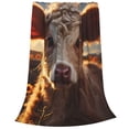 thumbnail image 1 of Salouo Sunset Sunflower Small Cow Print Bed Blankets,Flannel Blanket Comfortable Air Conditioning Blanket Lightweight Blanket for Sofa Bed Travel & Couch -40"x30", 1 of 8