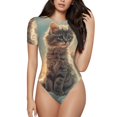 thumbnail image 1 of Salouo Sunshine Cloud Kitten for Women's Short Sleeve Bodysuit,Sexy Bodysuits One Piece Round Neck Bodysuit Shapewear Tummy Control-XX-Large, 1 of 7