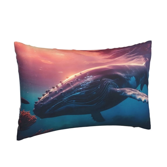 Salouo Sunshine Ocean Whale Print Print Pillow Case Cover,Wrinkle-Free Bed Pillow Cover Pack of 1 Home Decor Fade-Resistant and Stain-Resistant ,Pillows Not Included -14"x20"