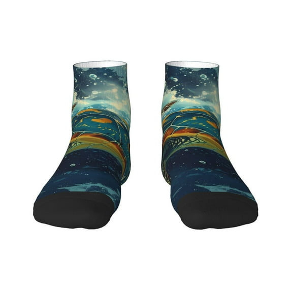Salouo Surfing Turtle Pattern Unisex Middle Tube Socks,Middle-Finger Knee High Socks Over The Calf Tube Stocking Crew Stockings for Women and Men Tube Socks
