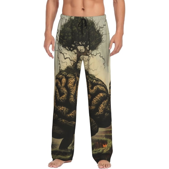 Salouo Surreal Brain Tree Print Pajama Pants for Men, Lounge Pants Elastic Waistband Casual Men's sleepwear Loungewear Sleep Pajama Pant -XX-Large
