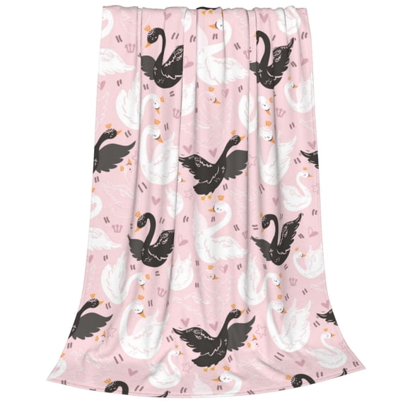 Salouo Swan And Flowers2 Print Bed Blankets,Flannel Blanket Comfortable Air Conditioning Blanket Lightweight Blanket for Sofa Bed Travel & Couch -80"x60"
