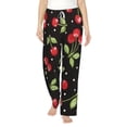 thumbnail image 1 of Salouo Sweet Red Cherry Print Women's Pajama Pants Casual Loose Sweatpants PJs Flowy Pants Drawstring Palazzo for Women Wide Leg Pants Lounge Pajama -Large, 1 of 8