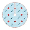 thumbnail image 1 of Salouo Syringe And Red Cross Christmas Tree Skirt 30" Farmhouse Christmas Decorations Snowman Xmas Tree Skirt Tree Mat for Holiday Party Decor, 1 of 8