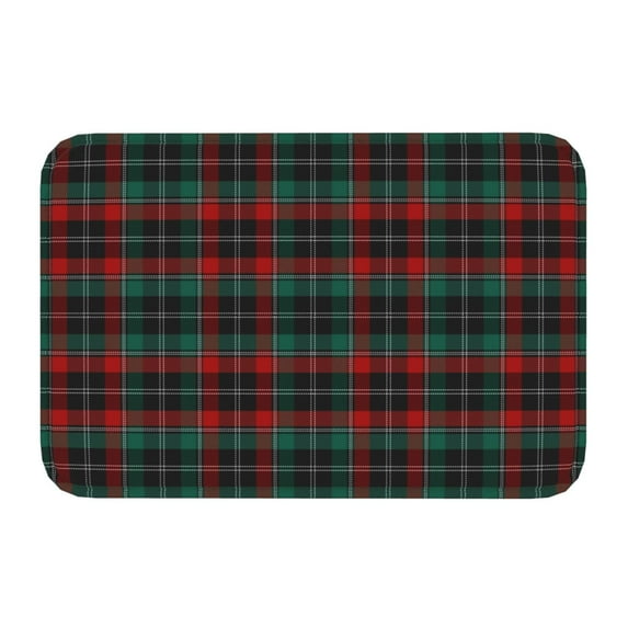 Salouo Tartan Plaid Pattern Outdoor Indoor Sturdy Doormats 16’’×24’’, Anti Fatigue Soft Flannel Thick Door Mat,Non-Slip Rectangle Rug Cushion