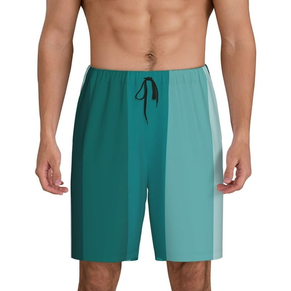 Salouo Teal Color Pattern Men's Sleep Pajama Shorts,Pajama Bottoms Elastic Waistband Sleep Pajama Short PJ Shorts for Men -Small