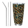 Salouo Teal Leopard Print 20oz Tumbler with Lid,Stainless Steel Vacuum