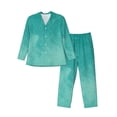 thumbnail image 1 of Salouo Teal Turquoise1 Print Button-Front Long Sleeve Pajama Set for Men, Soft 2Pjs Men's Long Sleeve Sleepwear-Medium, 1 of 7